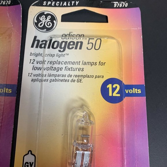 Lot of 2 50 Watt GE Halogen Clear Bulbs JCD GY6.35 - Picture 3 of 4